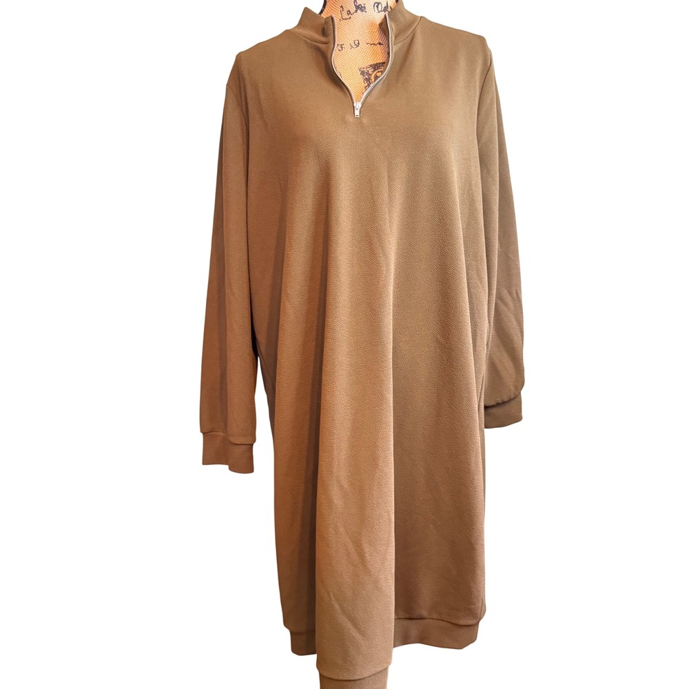 Vero Moda Curve Womens 2X Olive Green Quarter Zip Shift Dress